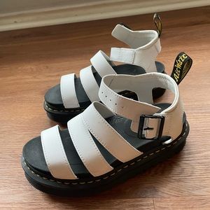 Doc Marten platform white sandals